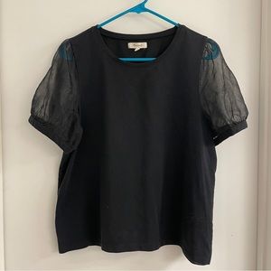 Madewell - Black tee with fancy sleeves - Size L